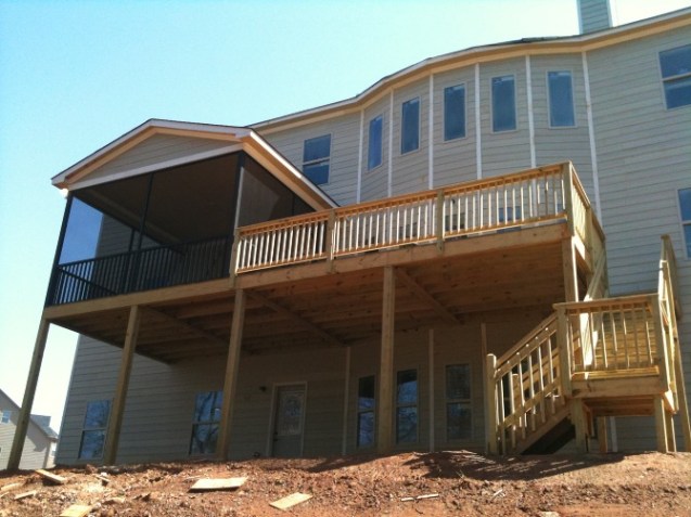 deck landing stairs screen wall